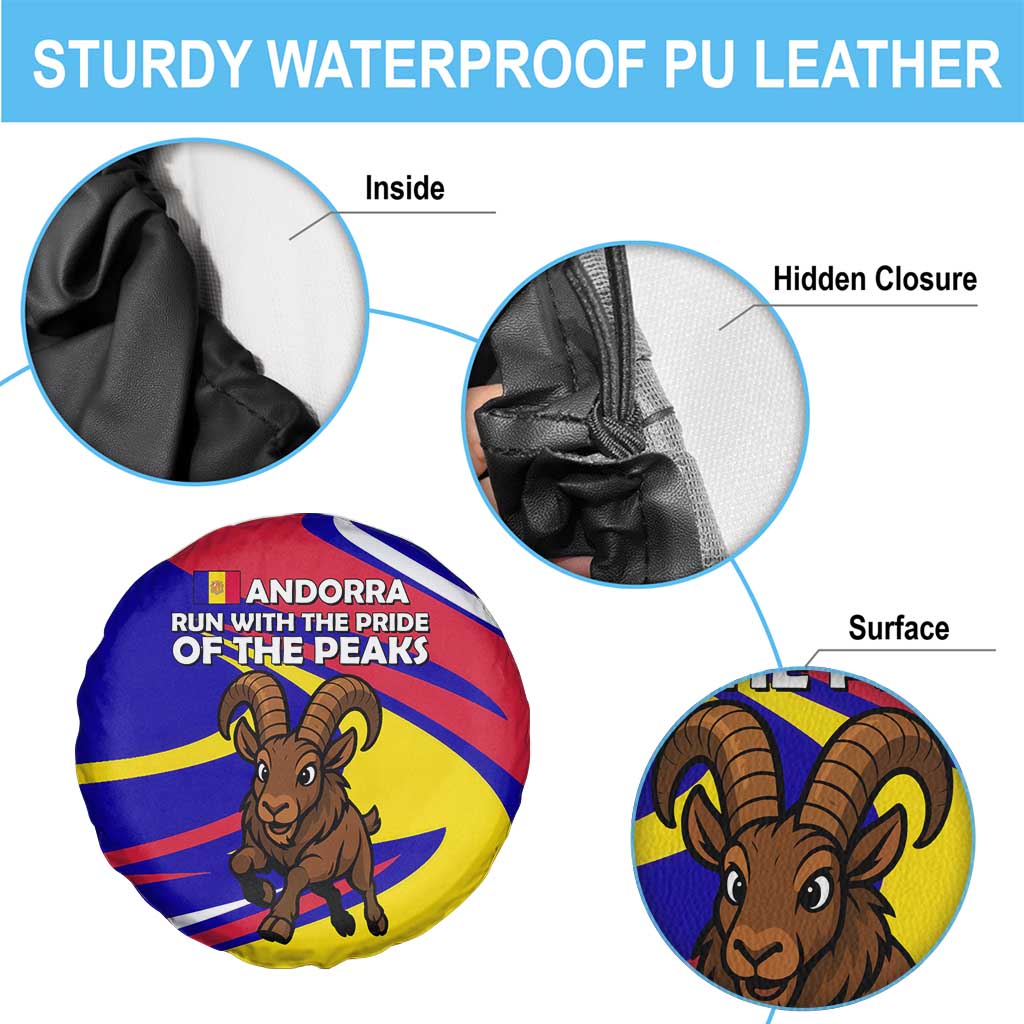 Andorra Spare Tire Cover with Cartoon Ibex and Swirl Stripe Design TS04