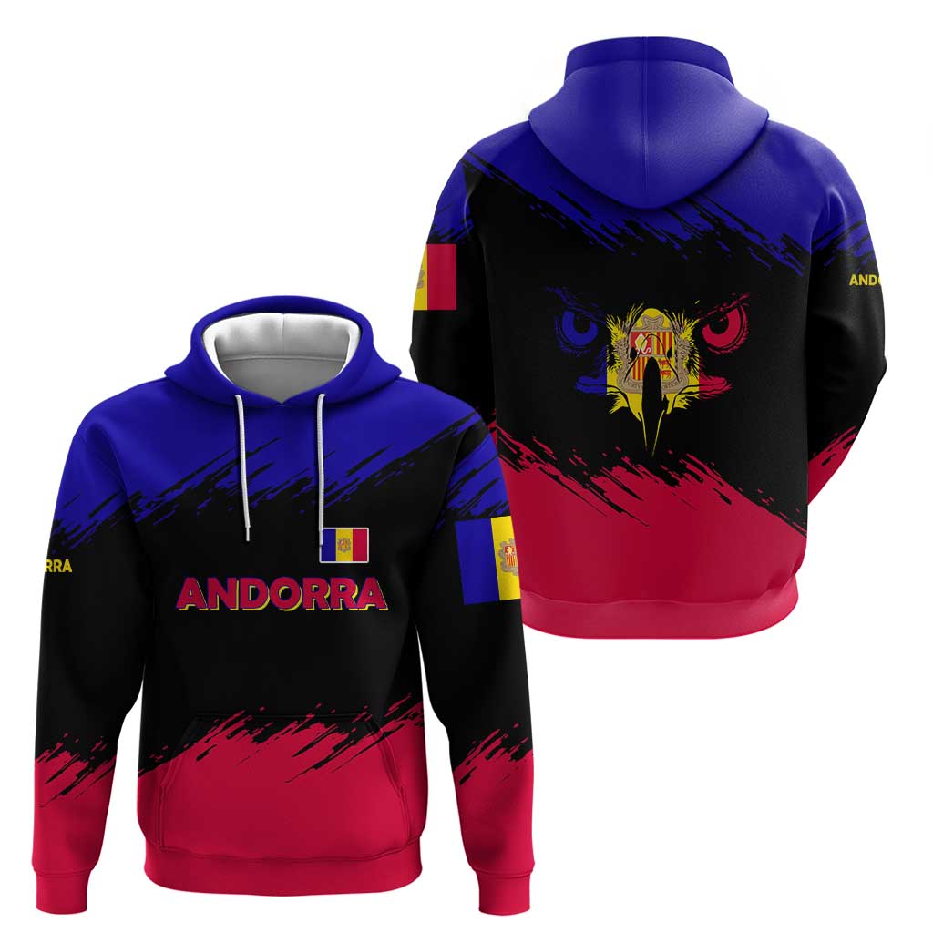 Andorra Hoodie with Eagle Eyes and Paint Stroke Design TS04