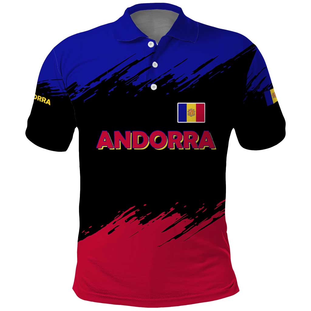 Andorra Polo Shirt with Eagle Eyes and Paint Stroke Design TS04