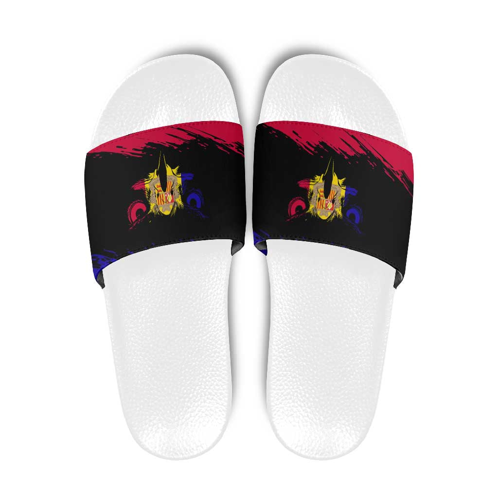 Andorra Slide Sandals with Eagle Eyes and Paint Stroke Design TS04