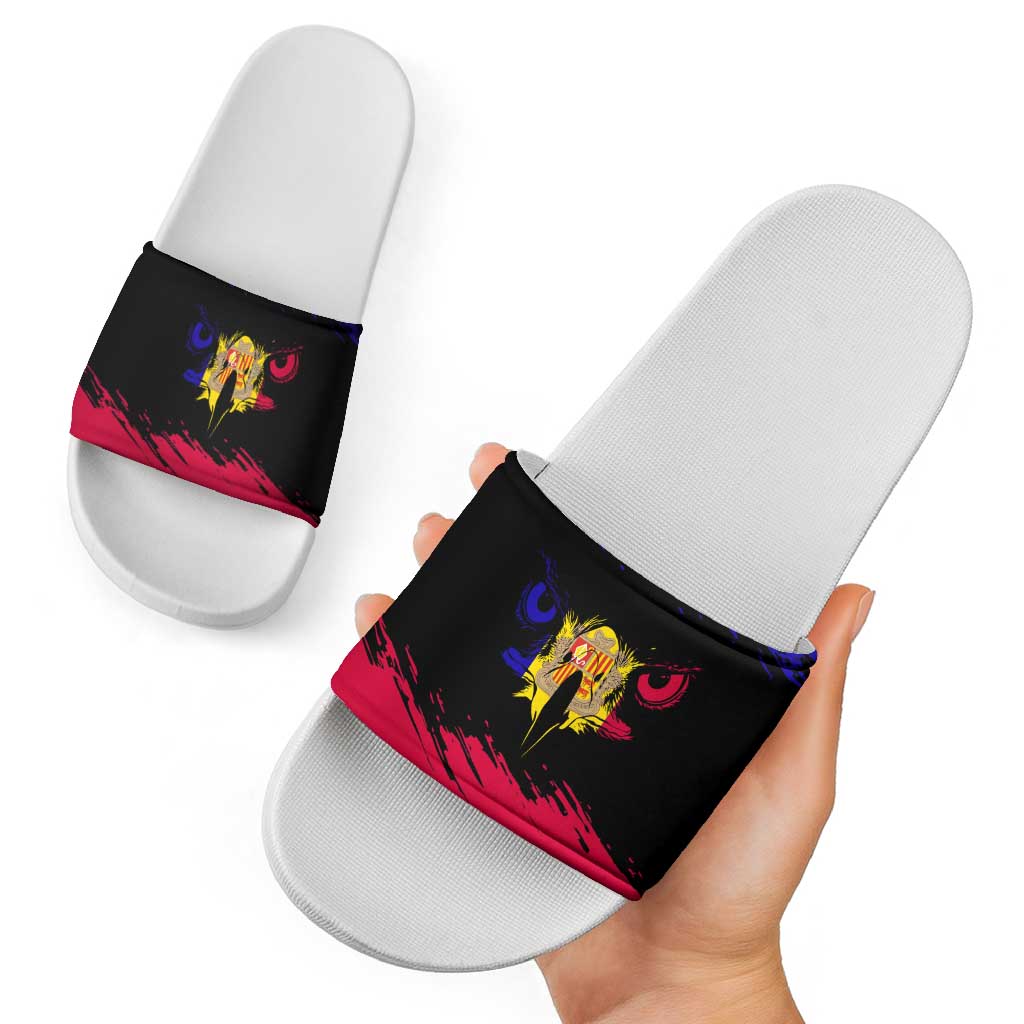 Andorra Slide Sandals with Eagle Eyes and Paint Stroke Design TS04