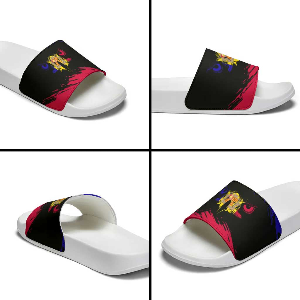 Andorra Slide Sandals with Eagle Eyes and Paint Stroke Design TS04