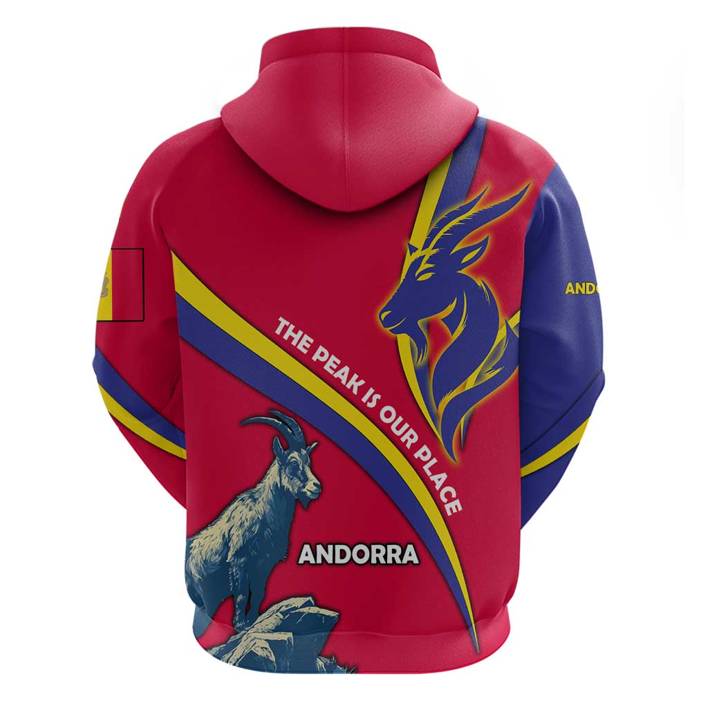 Andorra Hoodie with Mountain Goat and Curved Stripe Design TS04