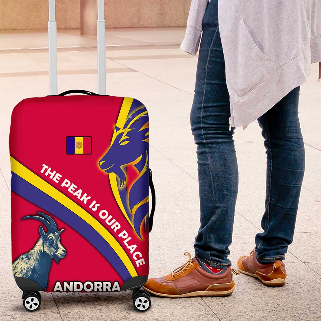 Andorra Luggage Cover with Mountain Goat and Curved Stripe Design TS04