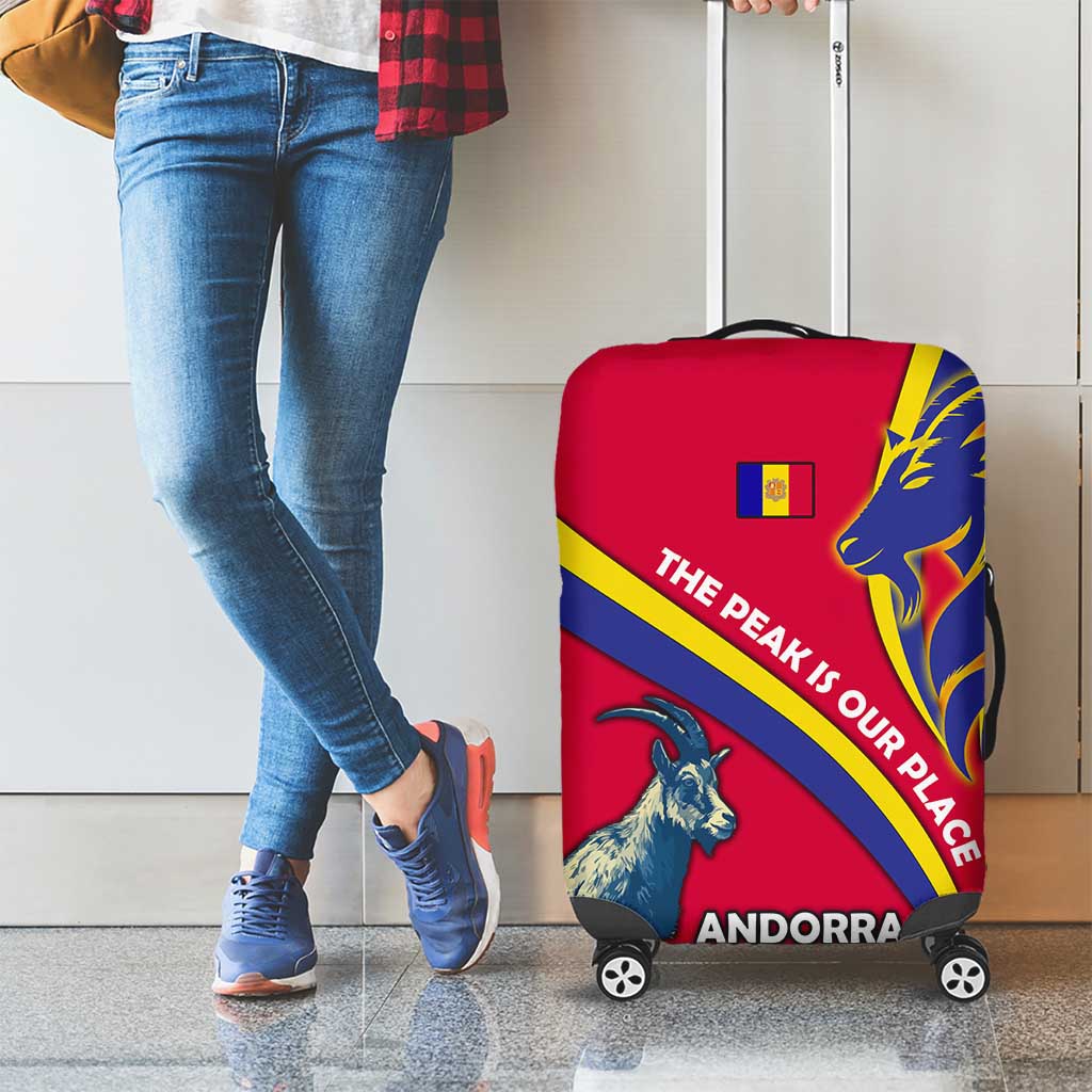 Andorra Luggage Cover with Mountain Goat and Curved Stripe Design TS04