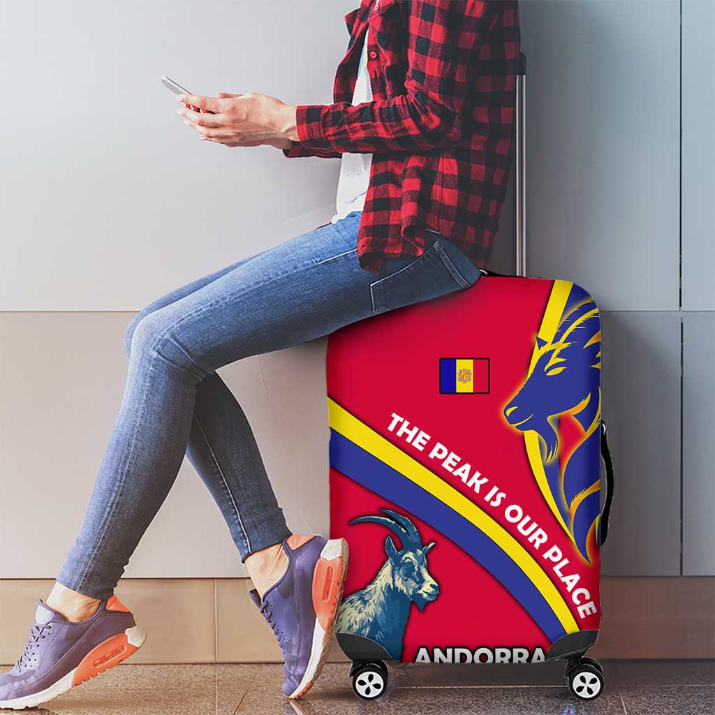 Andorra Luggage Cover with Mountain Goat and Curved Stripe Design TS04