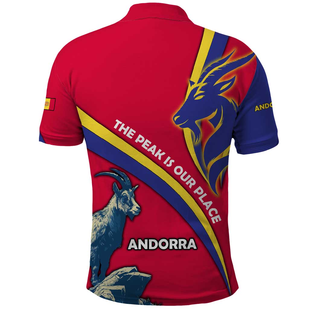 Andorra Polo Shirt with Mountain Goat and Curved Stripe Design TS04