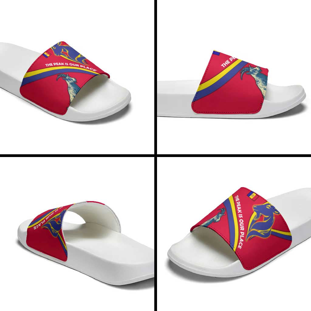 Andorra Slide Sandals with Mountain Goat and Curved Stripe Design TS04