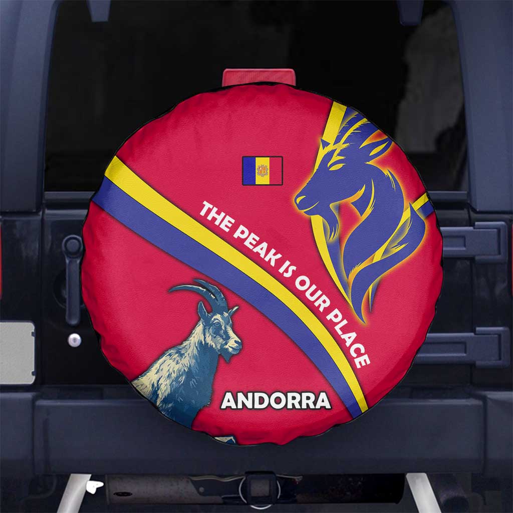 Andorra Spare Tire Cover with Mountain Goat and Curved Stripe Design TS04