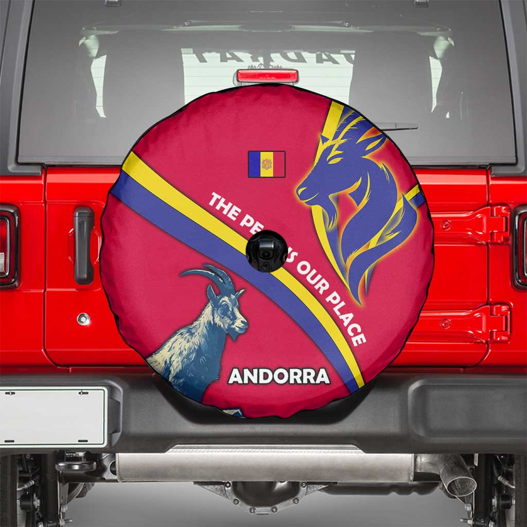 Andorra Spare Tire Cover with Mountain Goat and Curved Stripe Design TS04