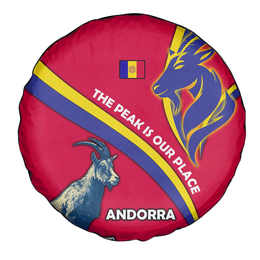 Andorra Spare Tire Cover with Mountain Goat and Curved Stripe Design TS04