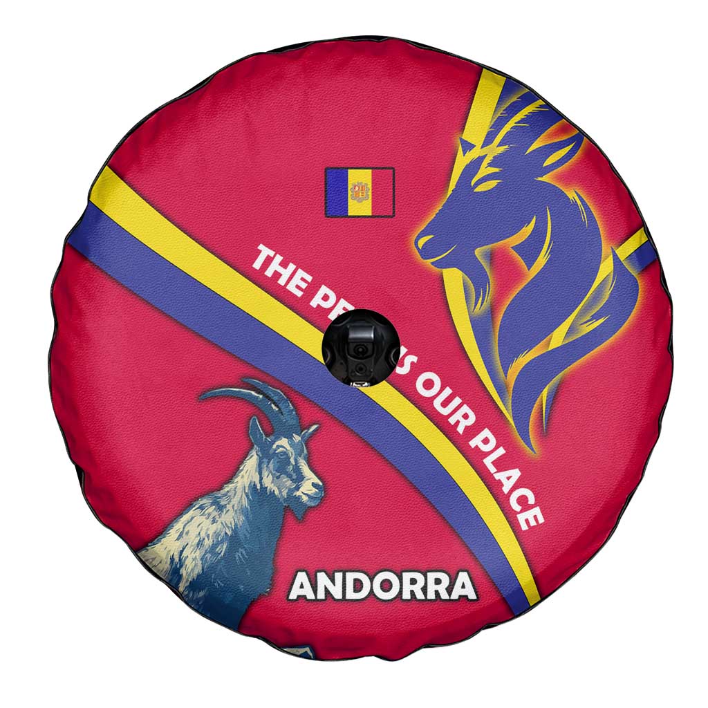 Andorra Spare Tire Cover with Mountain Goat and Curved Stripe Design TS04