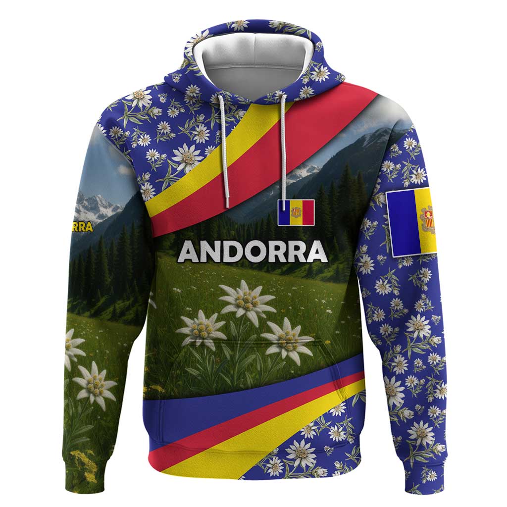 Andorra Hoodie with Edelweiss Mountain Landscape Design TS04