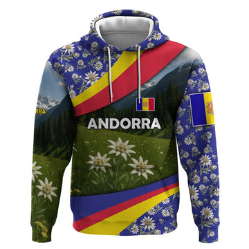 Andorra Hoodie with Edelweiss Mountain Landscape Design TS04
