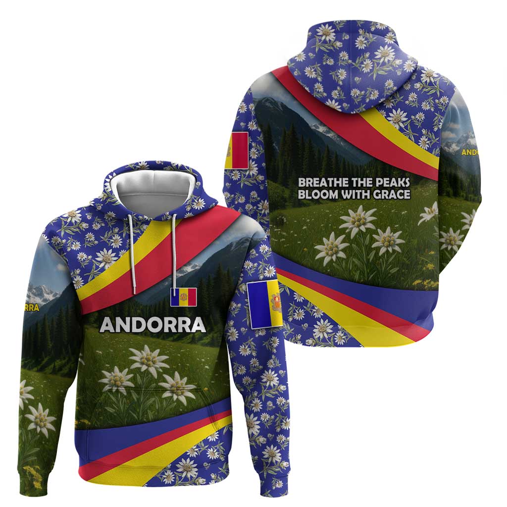 Andorra Hoodie with Edelweiss Mountain Landscape Design TS04