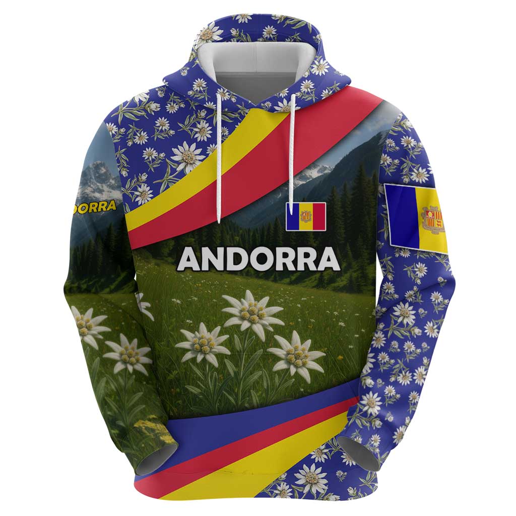 Andorra Hoodie with Edelweiss Mountain Landscape Design TS04