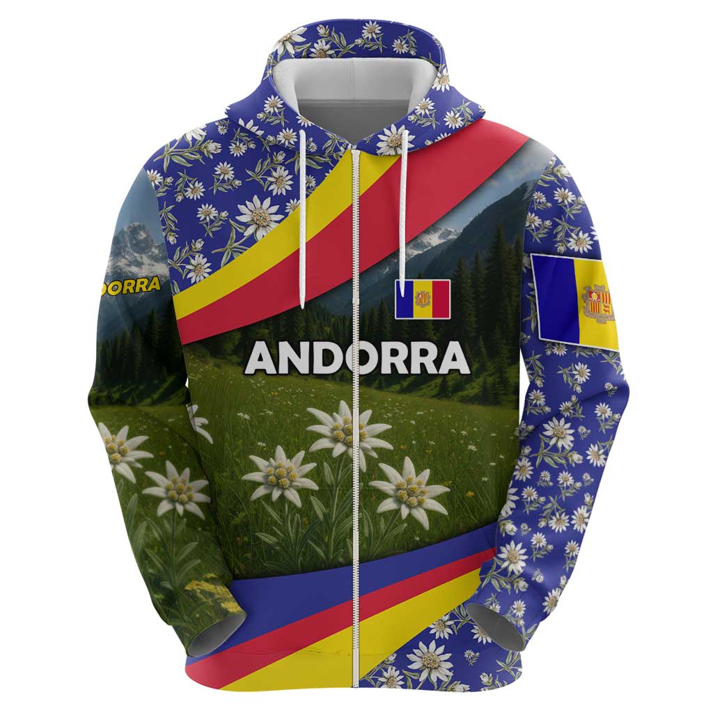 Andorra Hoodie with Edelweiss Mountain Landscape Design TS04
