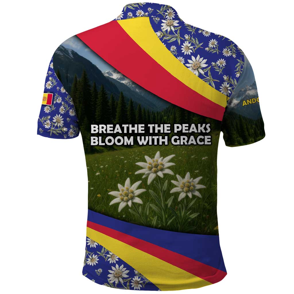 Andorra Polo Shirt with Edelweiss Mountain Landscape Design TS04