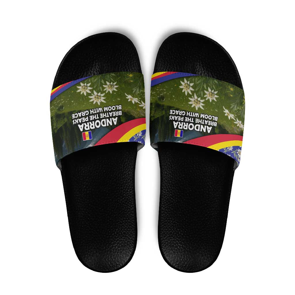 Andorra Slide Sandals with Edelweiss Mountain Landscape Design TS04