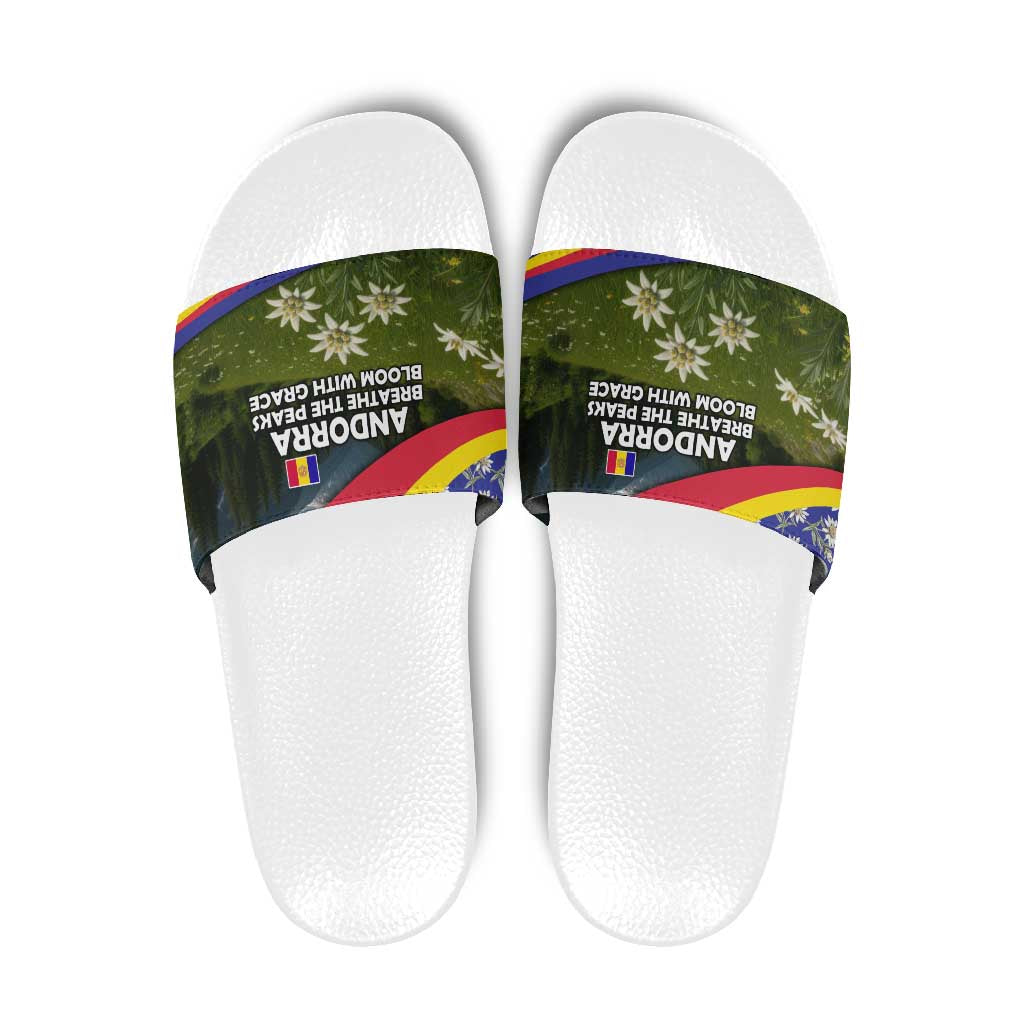 Andorra Slide Sandals with Edelweiss Mountain Landscape Design TS04