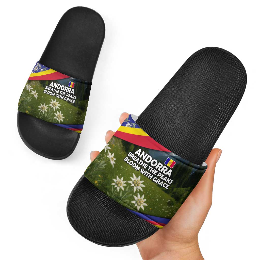 Andorra Slide Sandals with Edelweiss Mountain Landscape Design TS04