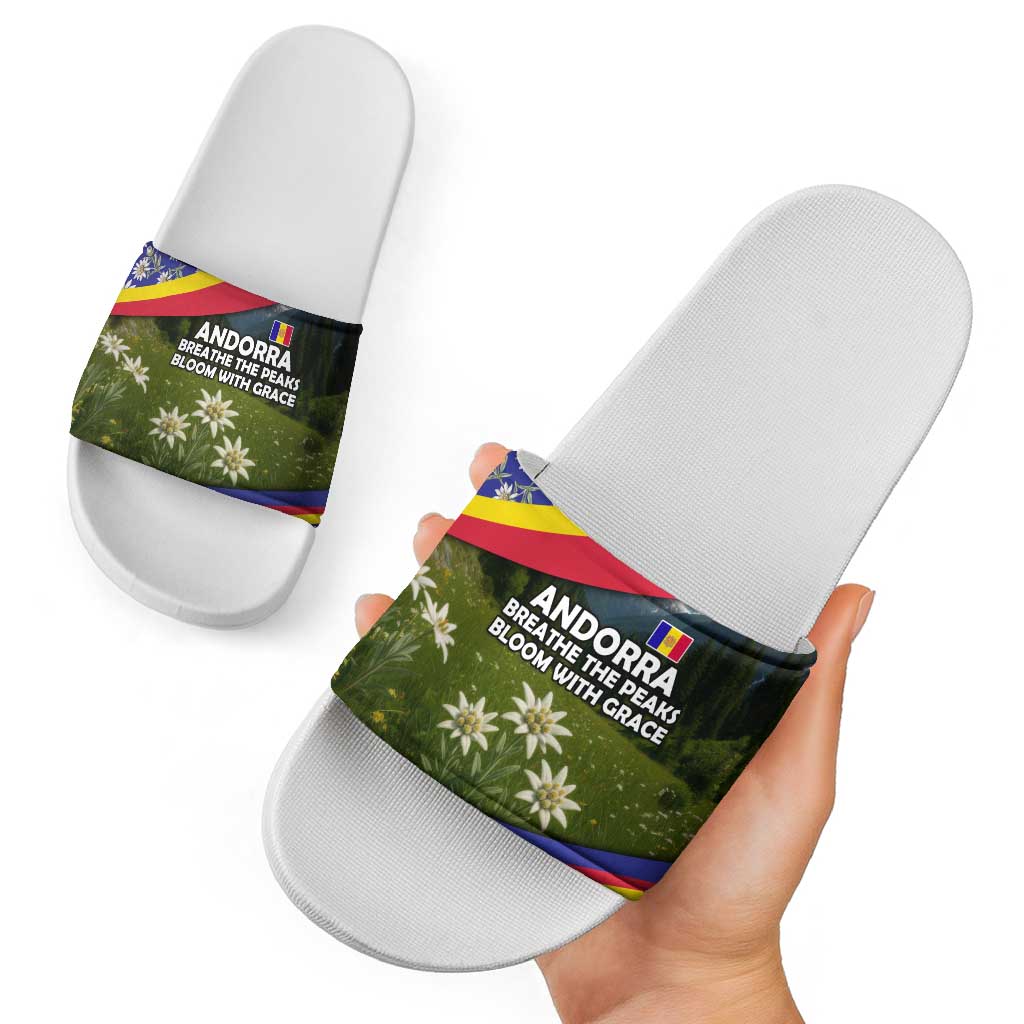 Andorra Slide Sandals with Edelweiss Mountain Landscape Design TS04