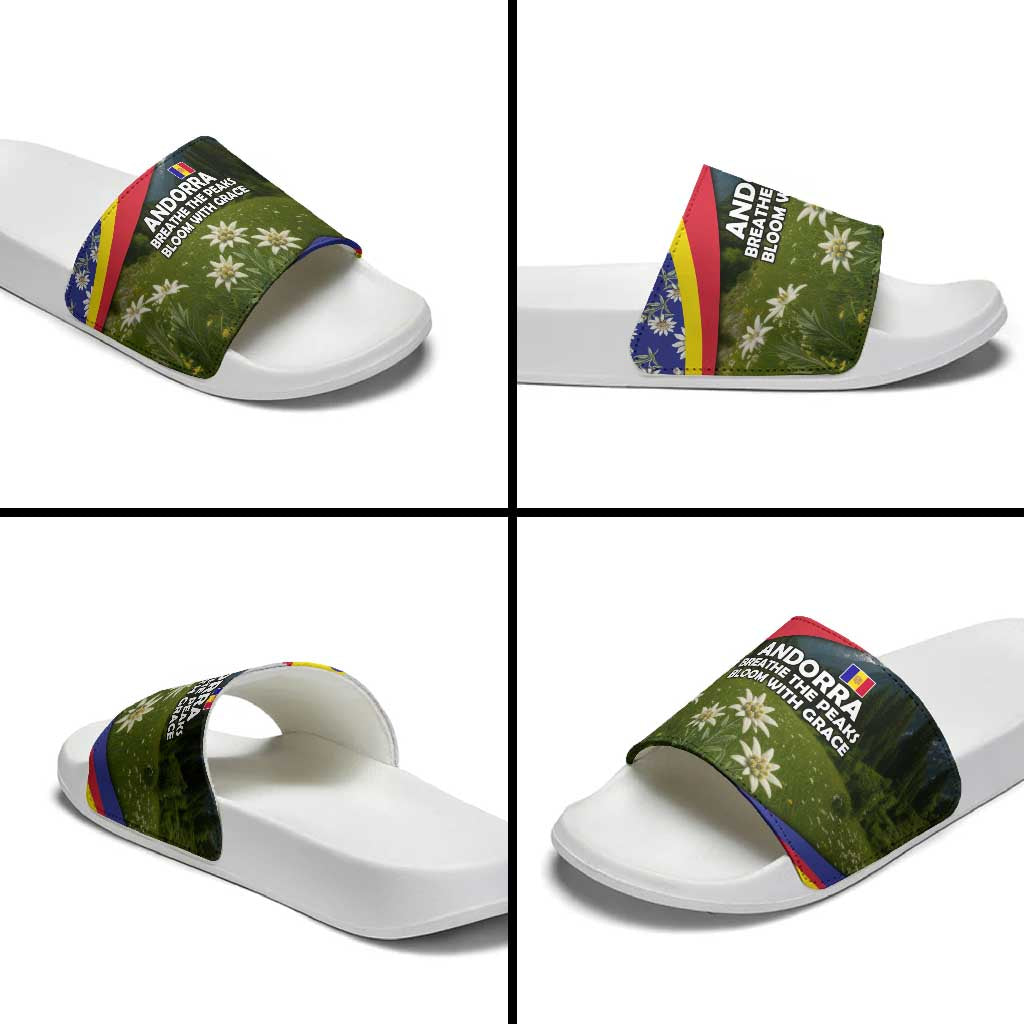 Andorra Slide Sandals with Edelweiss Mountain Landscape Design TS04