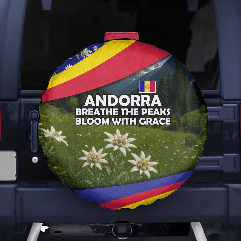 Andorra Spare Tire Cover with Edelweiss Mountain Landscape Design TS04