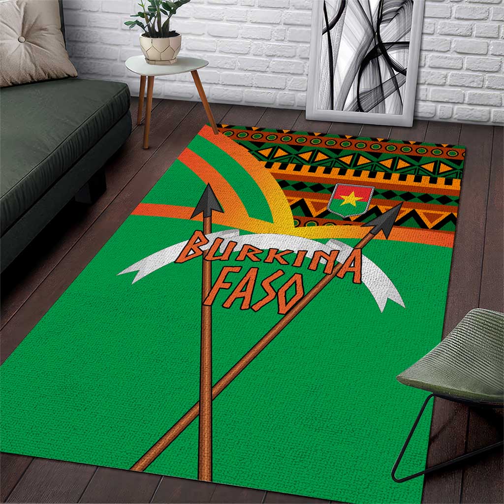 Burkina Faso Heritage Area Rug Tribal Spears and National Emblem TS04