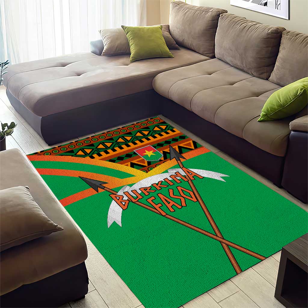 Burkina Faso Heritage Area Rug Tribal Spears and National Emblem TS04