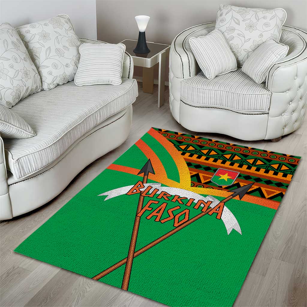 Burkina Faso Heritage Area Rug Tribal Spears and National Emblem TS04