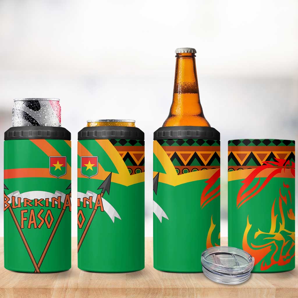 Burkina Faso Heritage 4 in 1 Can Cooler Tumbler Tribal Spears and National Emblem TS04