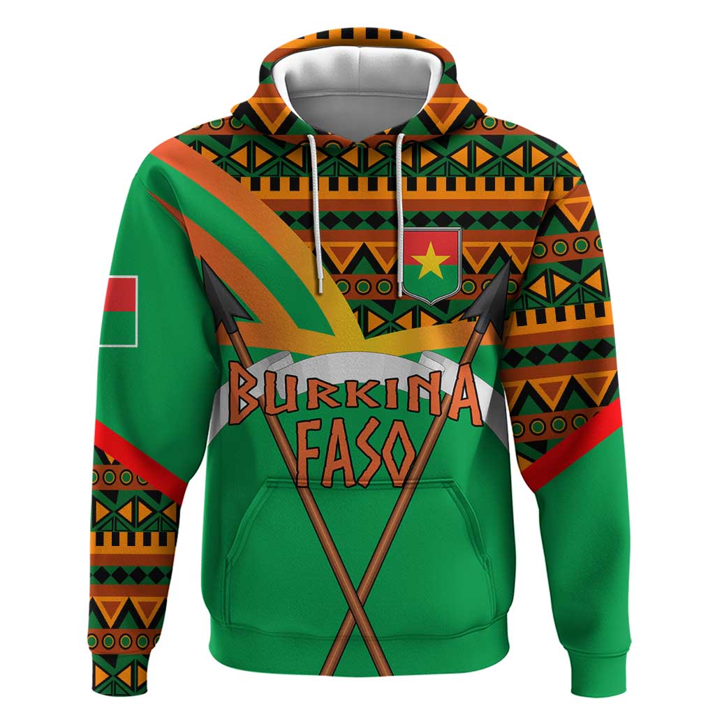 Burkina Faso Hoodie with Green Tribal Pattern Design and National Flag Motif TS04