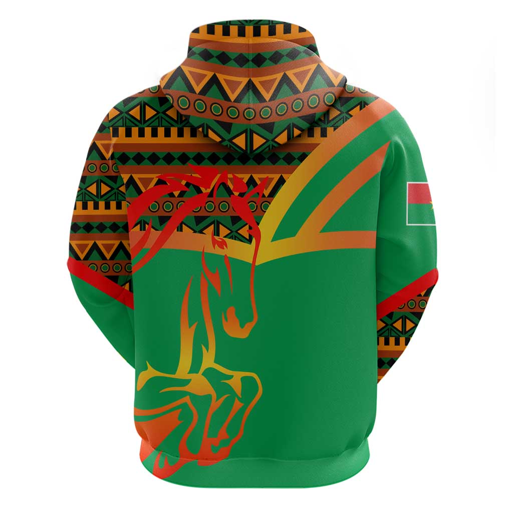 Burkina Faso Hoodie with Green Tribal Pattern Design and National Flag Motif TS04