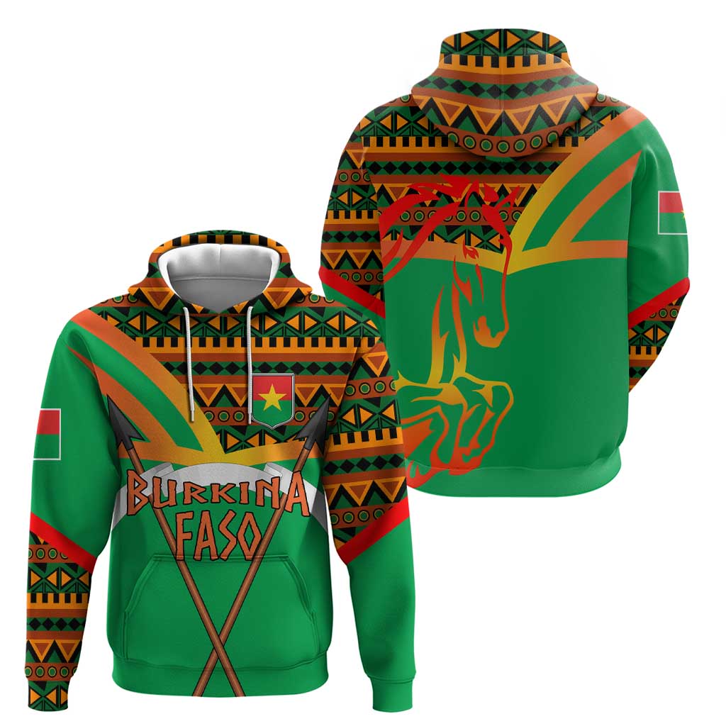 Burkina Faso Hoodie with Green Tribal Pattern Design and National Flag Motif TS04
