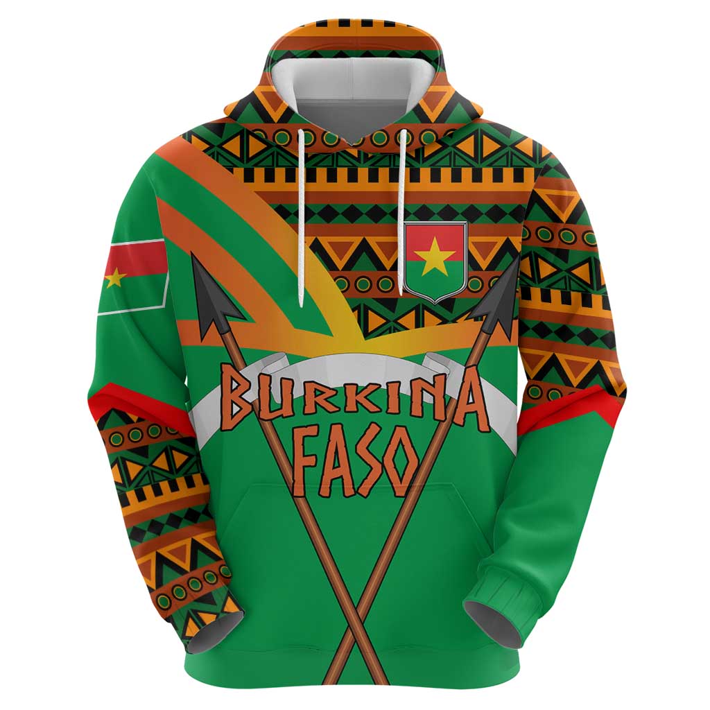 Burkina Faso Hoodie with Green Tribal Pattern Design and National Flag Motif TS04
