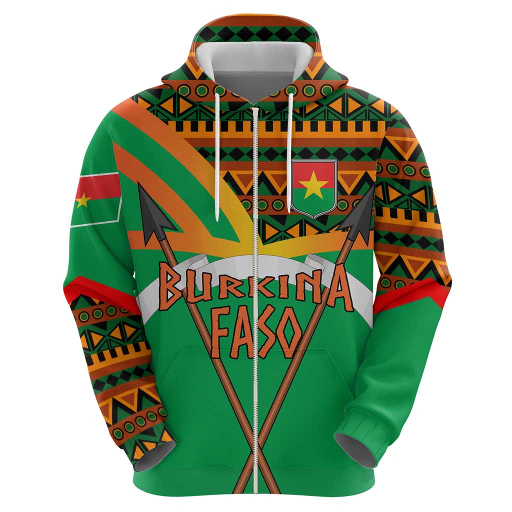 Burkina Faso Hoodie with Green Tribal Pattern Design and National Flag Motif TS04