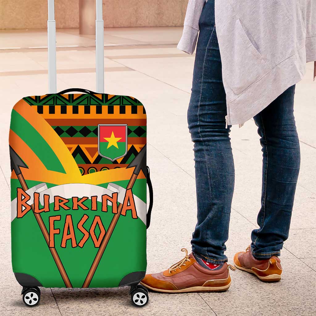 Burkina Faso Luggage Cover with Green Tribal Pattern Design and National Flag Motif TS04
