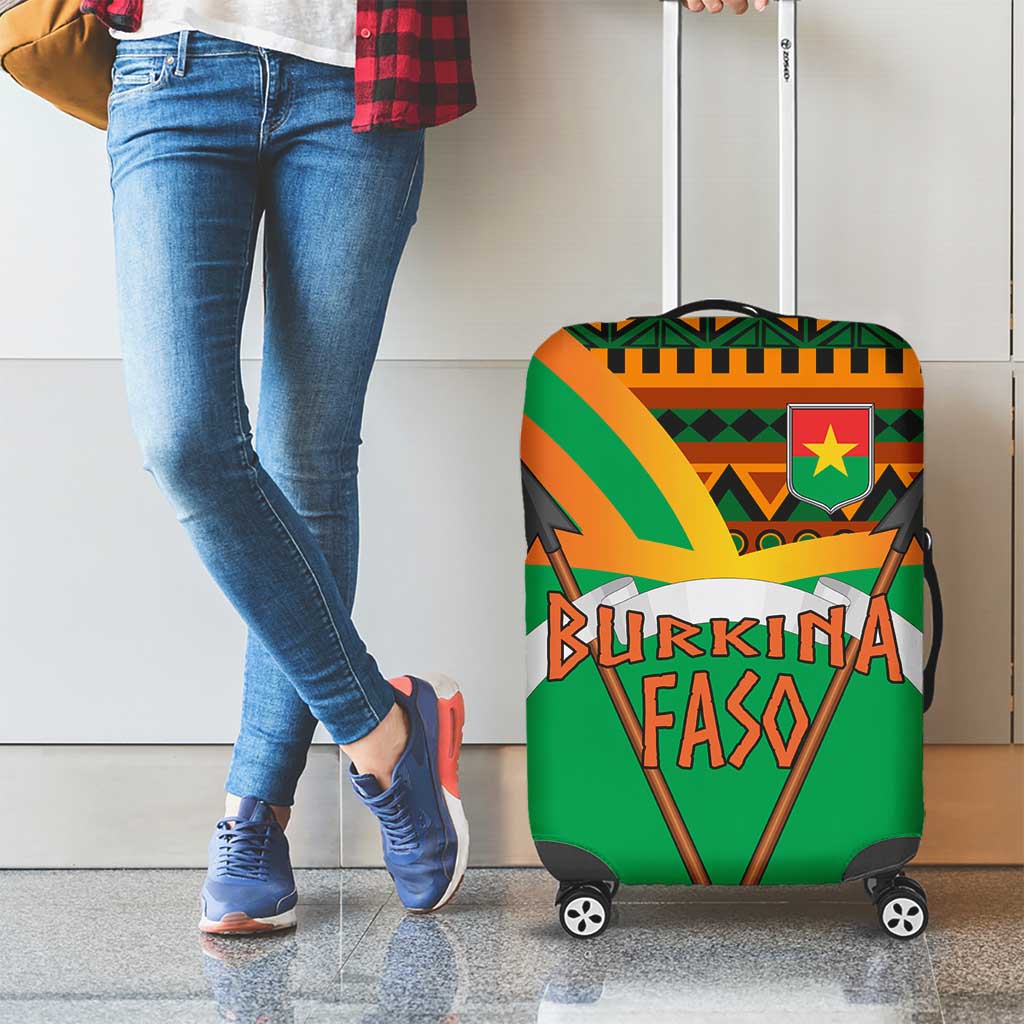 Burkina Faso Luggage Cover with Green Tribal Pattern Design and National Flag Motif TS04