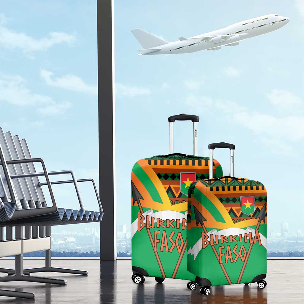 Burkina Faso Luggage Cover with Green Tribal Pattern Design and National Flag Motif TS04