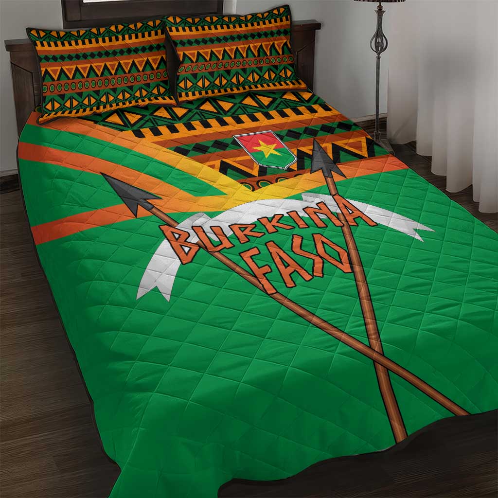 Burkina Faso Heritage Quilt Bed Set Tribal Spears and National Emblem TS04
