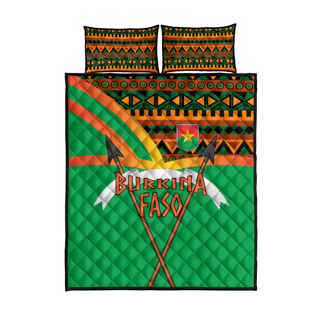 Burkina Faso Heritage Quilt Bed Set Tribal Spears and National Emblem TS04