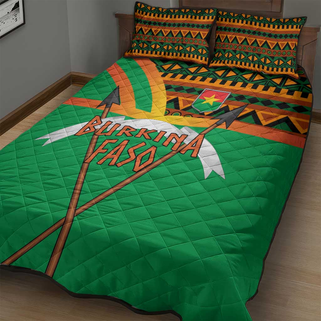 Burkina Faso Heritage Quilt Bed Set Tribal Spears and National Emblem TS04