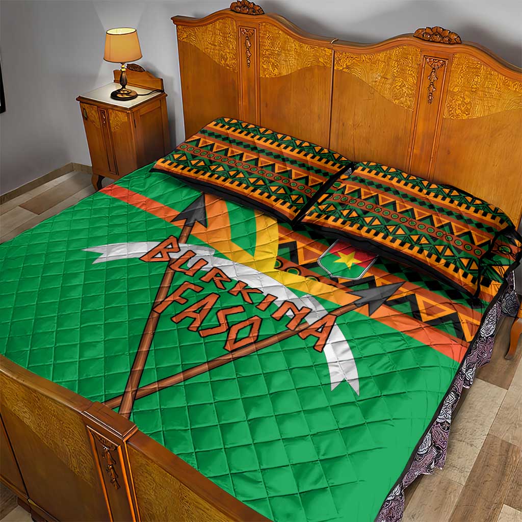 Burkina Faso Heritage Quilt Bed Set Tribal Spears and National Emblem TS04