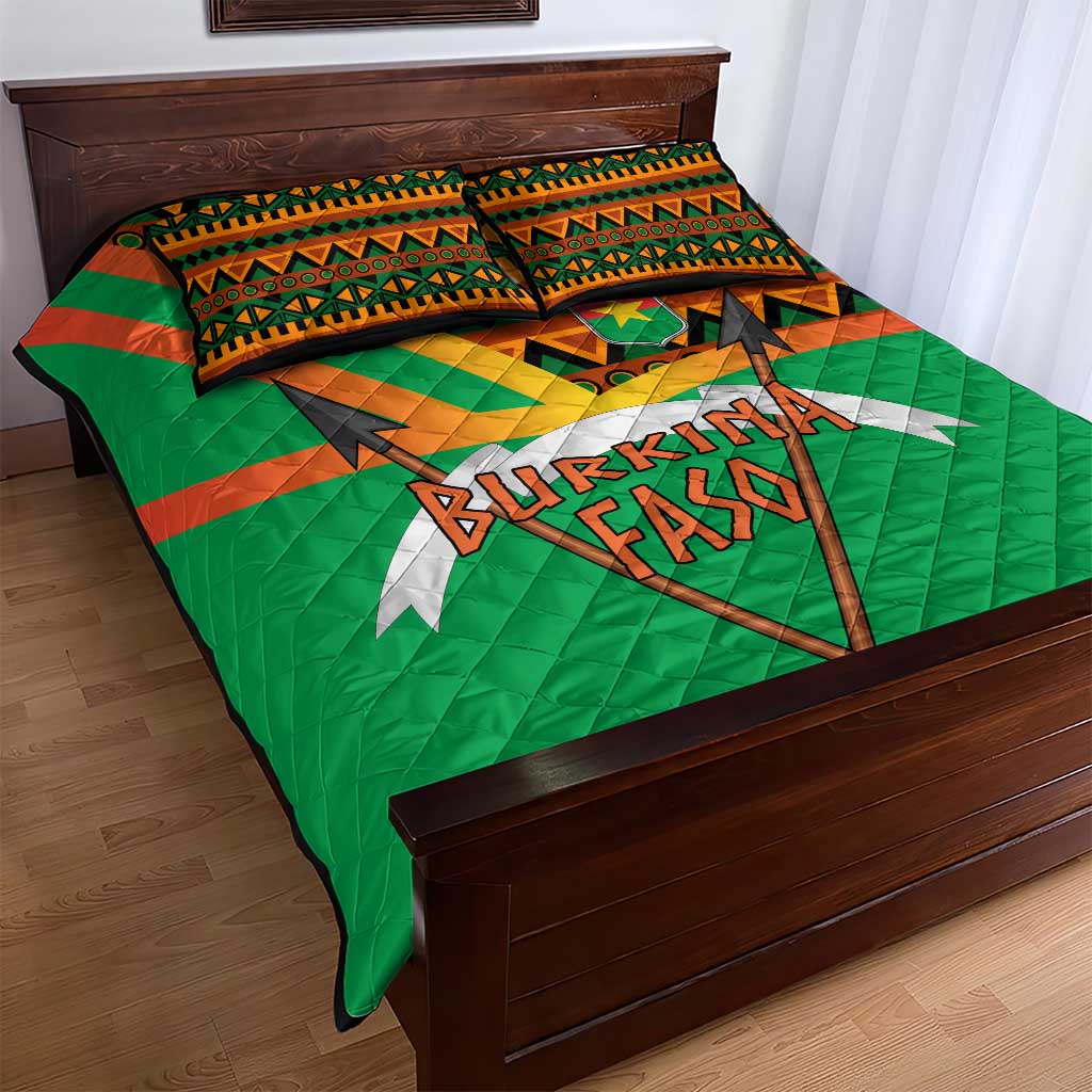 Burkina Faso Heritage Quilt Bed Set Tribal Spears and National Emblem TS04
