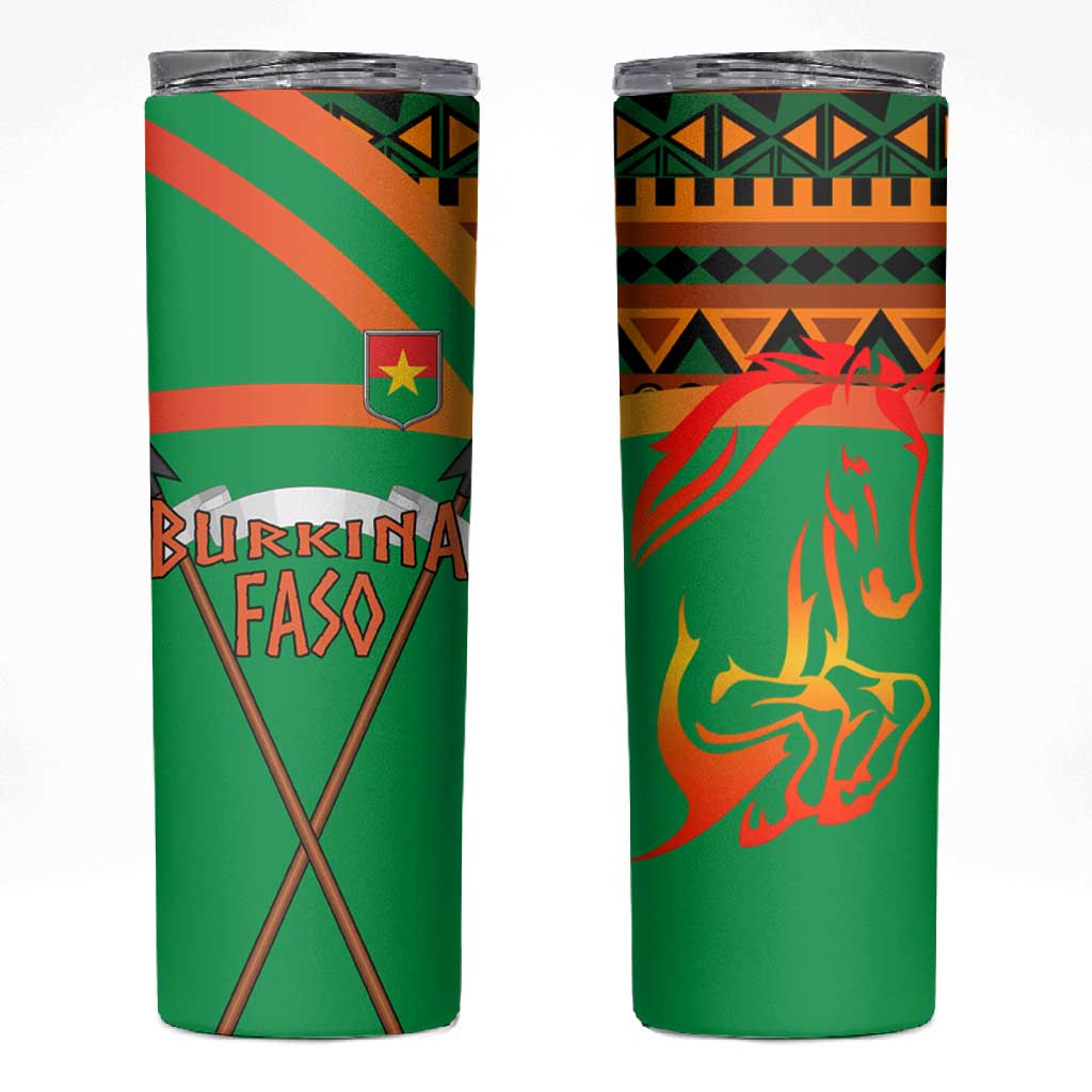Burkina Faso Heritage Skinny Tumbler Tribal Spears and National Emblem TS04