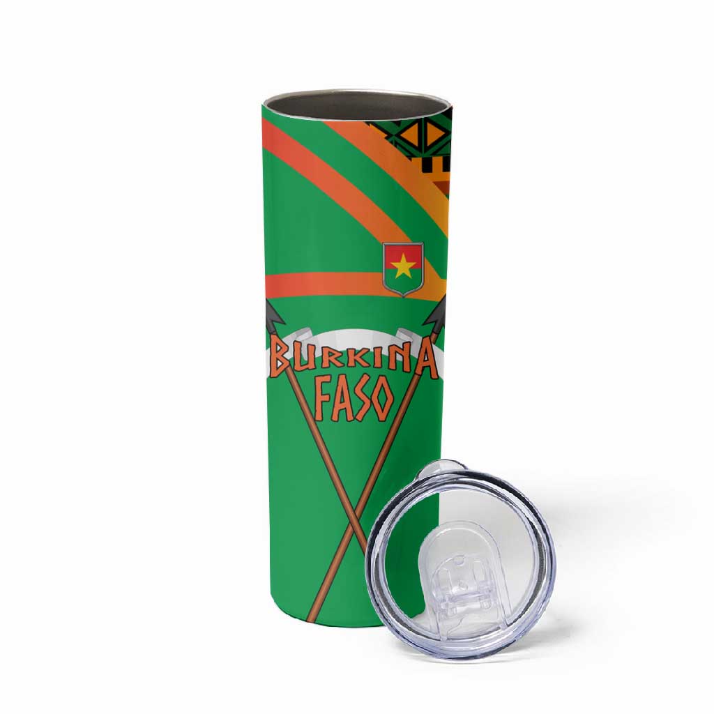 Burkina Faso Heritage Skinny Tumbler Tribal Spears and National Emblem TS04