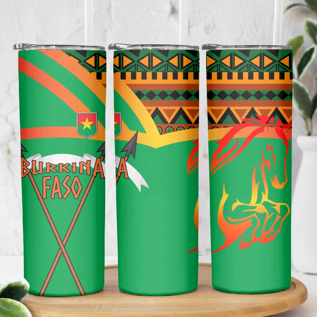 Burkina Faso Heritage Skinny Tumbler Tribal Spears and National Emblem TS04