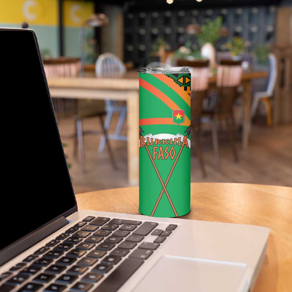 Burkina Faso Heritage Skinny Tumbler Tribal Spears and National Emblem TS04