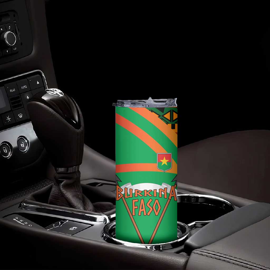 Burkina Faso Heritage Skinny Tumbler Tribal Spears and National Emblem TS04
